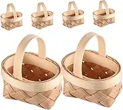 Healeved 6pcs Mini Baskets Small Woven Mini Candy Tiny Basket Wood Small Candy Holder For Party Favors Garden Decor