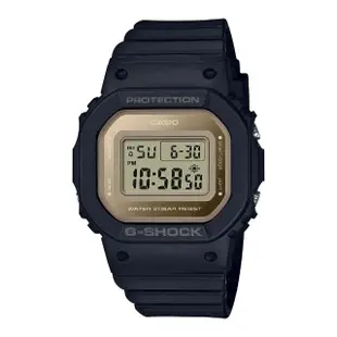 【CASIO 卡西歐】G-SHOCK 纖薄精巧 個性簡約 金屬質感 酷黑金 經典方型(GMD-S5600-1)