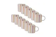 12PK Mikasa Stoneware Coffee Mug Tea Milk Cup Drinkware 380ml Pink & Red Stripe
