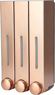 NDNCZDHC 3 in 1 Shower Dispenser, 420ml x 3 Chamber Shampoo and Conditioner Dispenser, Hand Soap Dispenser Wall Mounted for Bathroom Kitchen Hotel(Gold)