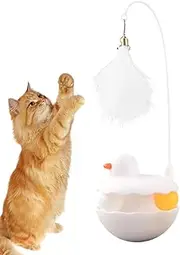 Cat Toys Interactive - Activated Cat Kitten Toy,Detachable Feather Stick Resin Duck Shape Fun Tool for Kitten Play Birthday Easter