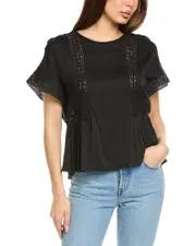 Chaser Silky Woven Lace Inserts Petal Top