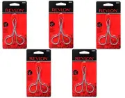 Revlon Slant Tip Scissor Handle Tweezers, Stainless Steel - 5 Pack