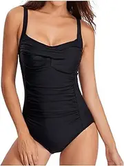 [Generic] White High Waisted Swimsuit Swimsuit Push Bathing One-Piece Up Women Bikini Suit Padded Swimwear Swimwears Tankinis Set Slimming Swimsuit