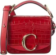 [Chloe] Mini C Crocskin Bag Dusky Red