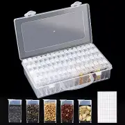64-Slot Plastic Seed Storage Box with Label Stickers, Organizer for Flower,,,
