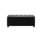 PU Leather Storage Box Ottoman Foot Stool Bench - Black - Black