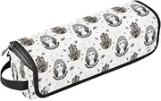 [sanluoli] 2-in-1 Curling Iron Travel Case with Iron Mat Removable Hair Styling Accessories Organizer Ancient Greek Faces Mystery Portable Travel Essentials