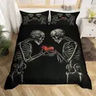 Duvet Cover Set King Size,Skeleton Bone Lover Comforter Cover Teens Adults