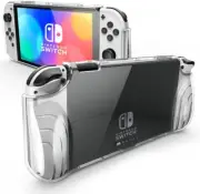 For Nintendo Switch OLED 2021, Mumba Flexible Case Transparent TPU Grip Cover