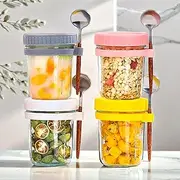 4 Pack Overnight Oats Glass Cups with Lids and Spoons,350ml Glass Mason Jars,Versatile Storage Jars for Home,Office,Dorm Restaurant Use,Oats Glass Oatmeal Container to Go for Chia Pudding