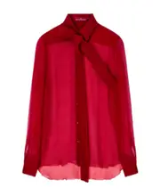 Ermanno Scervino Semi-Sheer Bow Shirt IT44 Red
