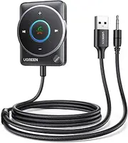 UGREEN Latest Bluetooth 5.4 Aux Car Adapter, [Enhanced Connection & Noise Cancellation], Receiver with Nylon Braided Cable, Plug-and-Play for Car Music/Hands-Free Calls/Stereo Audio