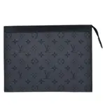 LV LOUIS VUITTON路易威登 M69535 POCHETTE VOYAGE MM經典ECLIPSE帆布拉鍊手拿包(灰色)