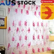 Big Flower Tulle Blackout Curtains Windows Screening Drape for Bedroom Decors