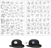 2 Sheets Water Soluble Embroidery Stabilizers, Stick & Stitch Embroidery Transfer Paper Peel and Stick Embroidery Patterns for Bag Hat Fabric Hand Sewing Beginners Lovers (Flowers Letters)