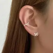 Sterling Silver Mini Bow Ear Cuff 1 Pc - Gold - One Size
