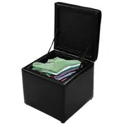 Costway 40cm Cube Ottoman Storage Box Footstools w/Hinge Top Home Living Room Bedroom Furniture Black
