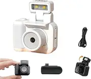 2025 New 64g Retroscope Mini Camera, Gen.2 Mini Retro Keychain Cameras, Tiny Nostalgic Cameras, 1080p HD Screen, Built-in Filter, 90° Flip Flash (White,No Card)