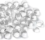 DRBASJHFO Mixed Color Glass Pebbles,Vase Filler Stones Glass Pebbles,50PCS Mini Glass Gems,Mixed Colour Mancala Stones Flat Bottom Marble Beads Filler(Clear)