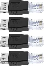 ECSiNG 4Pcs Ethernet to USB Adapter USB 2.0 Female to RJ45 Ethernet Adapter Connector USB Transfer Network Plug Adapter Accessories Black