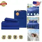 Navy Extra Deep Pocket Cooling Sheet Set for Ultimate Sleep Comfort - King Size