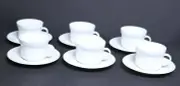 RICHARD GINORI ARMONIA SET of 6 CUPS & SAUCERS SOLID WHITE BLANCO