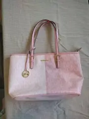 NWT Michael Kors Large Jet Set Pink Multicolor Top Zip Tote