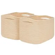 Cubes Shelf Closet Storage Baskets BinsRectangular Woven Rope Baskets for Org...
