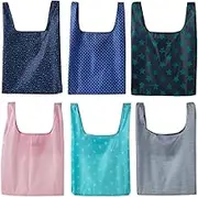 6 Pack Reusable Shopping Grocery Bags with Pouch Foldable, Wanfoou Foldable Shopping Bag Portable Reusable Grocery Bags Handy Travel Bags for Household Outdoors, Multicolor