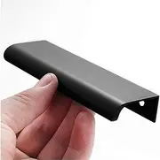 5 Pack Edge Black Finger Pull for Cabinets 120mm/4.73" Length, Edge Pulls Matte Finger Cabinet Pulls, Drawer Concealed Handles, Aluminum Flat Hidden Mount Door Handle for Home