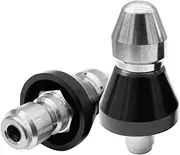 Pack of 2 Pressure Washer Nozzle 1/4 Inch + 3/8 Inch Male Thread Drain Nozzle Stainless Steel Duct Nozzle 5000 PSI Quick Connector Duct Cleaning Nozzle Pipe Cleaning Nozzle Accessories (1 Front