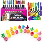 Kids Hair Chalk - JUMBO HAIR CHALK PENS - Washable Hair Color Safe For Kids And