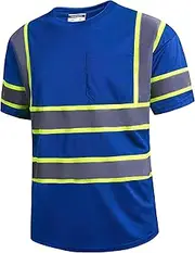 [SKSAFETY] High Visibility Safety Shirts with Reflective Strips for Men, Class 2 Reflective Long Sleeve Shirts