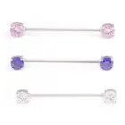 Ear Industrial Barbell with Front Facing CZ Ends Surgical Steel 14G 38mm