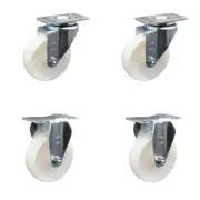 4 Inch SS Nylon Wheel Swivel Top Plate Caster Set with 2 Rigid Service Caster