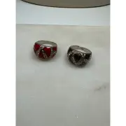 Chunky Vintage Ring with Enamel and Rinestone Accents