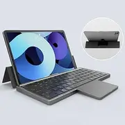 Leleyo Portable Stand Keyboard Mini Bluetooth Keyboard with Foldable trackpad for Cell Phone, Tablet, iOS, Android, Windows