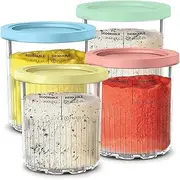 NC500 for Ninja Creami Deluxe 11-in-1 XL Family Size Pints and Lids - 4 Pack, 24 oz - Compatible with NC501, NC500 Series - Dishwasher Safe, BPA-Free, Leak Proof - Assorted Colors