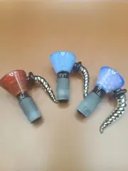 14mm Patterned Glass Bowl/ Cone Piece With Ox Horn Slide