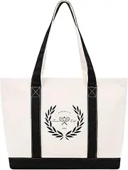 Tote Bag 100% Cotton Canvas Tennis Club Bag with Pocket - Stylish and Durable Shoulder Bag for Daily Use, Shopping, and Sports - ShefEr