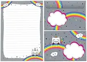 Writing Paper Set Letter Pad with Envelope for Girls Children Motif Unicorn Unicorn Cat Letter Paper Pad Lined (A5 Pad with 25 Sheets + 15 Envelopes)