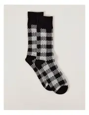 [Kenji] Check Socks in Black