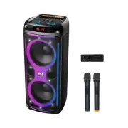 Dual 8" Karaoke Machine with 2 Wireless UHF Microphones, Portable Bluetooth S...