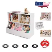 Durable Multi-Bin Storage Cubby for Kids with 3 Bins & 2 Shelves - White