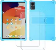 FZZSZS Case for Teclast T50 Mini Tablet + 3Pcs Tempered Glass Screen Protector Protective Film,Soft Gel Sky Blue Shell Silicone Tablet Cover for Teclast T50 Mini (8.7")
