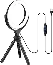 6-inch Video Streaming Ring Light Bi-Color 3000K-6500K 10-Level Dimmable USB Powered with Table Tripod for Video Live Makeup Online T ing Black One Size