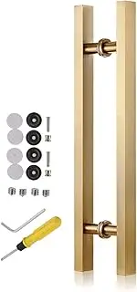 Modern Barn Door Handle, Sleek Stainless Steel Push Pull with Fittings, Interior Exterior Sliding Glass Gate Hardware for Door (Color : Gold, Size : Length