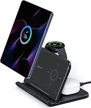 Wireless Charger for Samsung Z Fold 6/5/Pixel 9 Pro Fold, SwanScout 705S, 3 in 1 Foldable Wireless Charging Station for Samsung Z Fold, Galaxy Watch 7/Ultra/6/5, Galaxy Buds 3 (No Adapter)