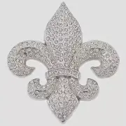 Fluer de lis Belt Buckle Cowgirl Silver Rhinestones Iced Style Metal Men Women